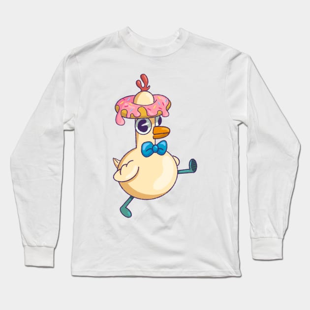 Chicken with a donut hat Long Sleeve T-Shirt by DreamPassion